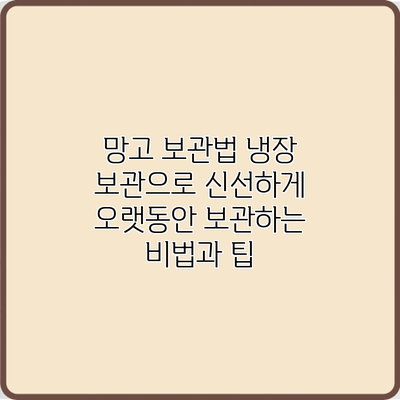 망고 보관법: 냉장 보관으로 신선하게 오랫동안 보관하는 비법과 팁
