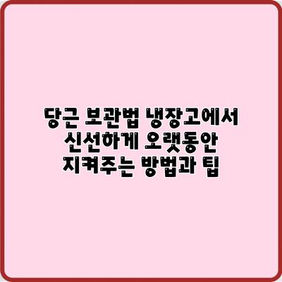 당근 보관법: 냉장고에서 신선하게 오랫동안 지켜주는 방법과 팁
