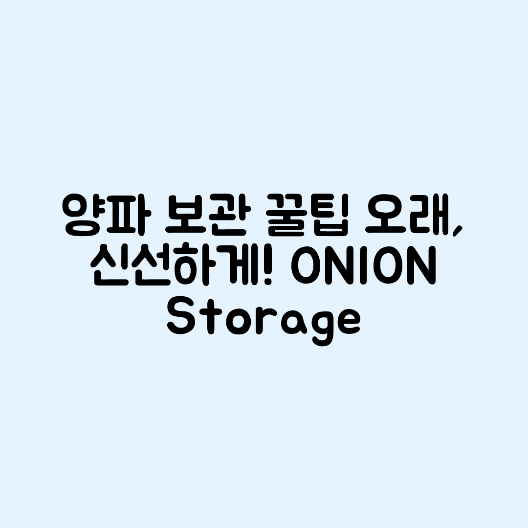 양파 오래 보관하는 방법 완벽 가이드