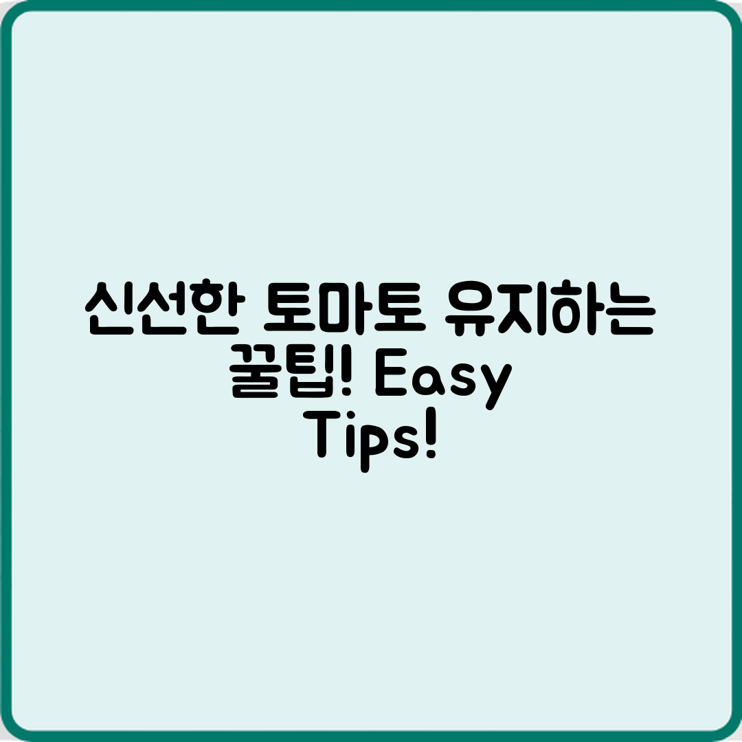 누구나 쉽게 하는 토마토 신선도 유지 꿀팁