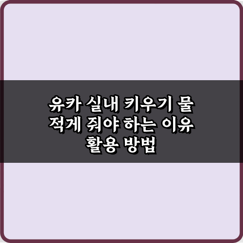 실패 없이 유카 실내 키우기 물 적게 줘야 하는 이유 5가지